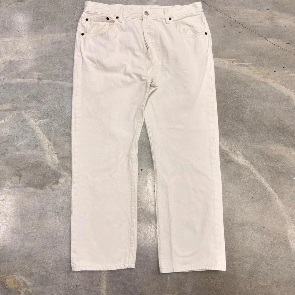 Vintage 2000s Levi's 501 White Button Fly Straight Leg Jeans